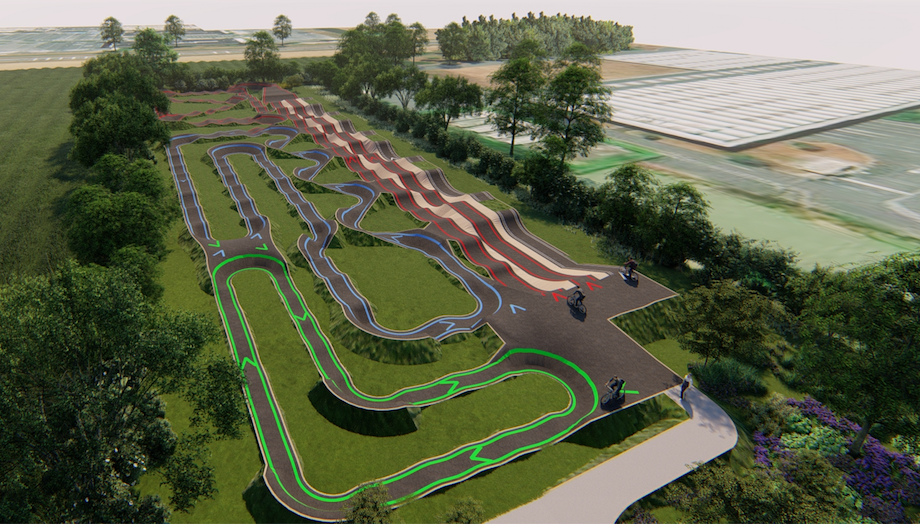 Plan 3D du Pumptrack de Montévrain réalisé par l'entreprise de construction de piste Mytracks